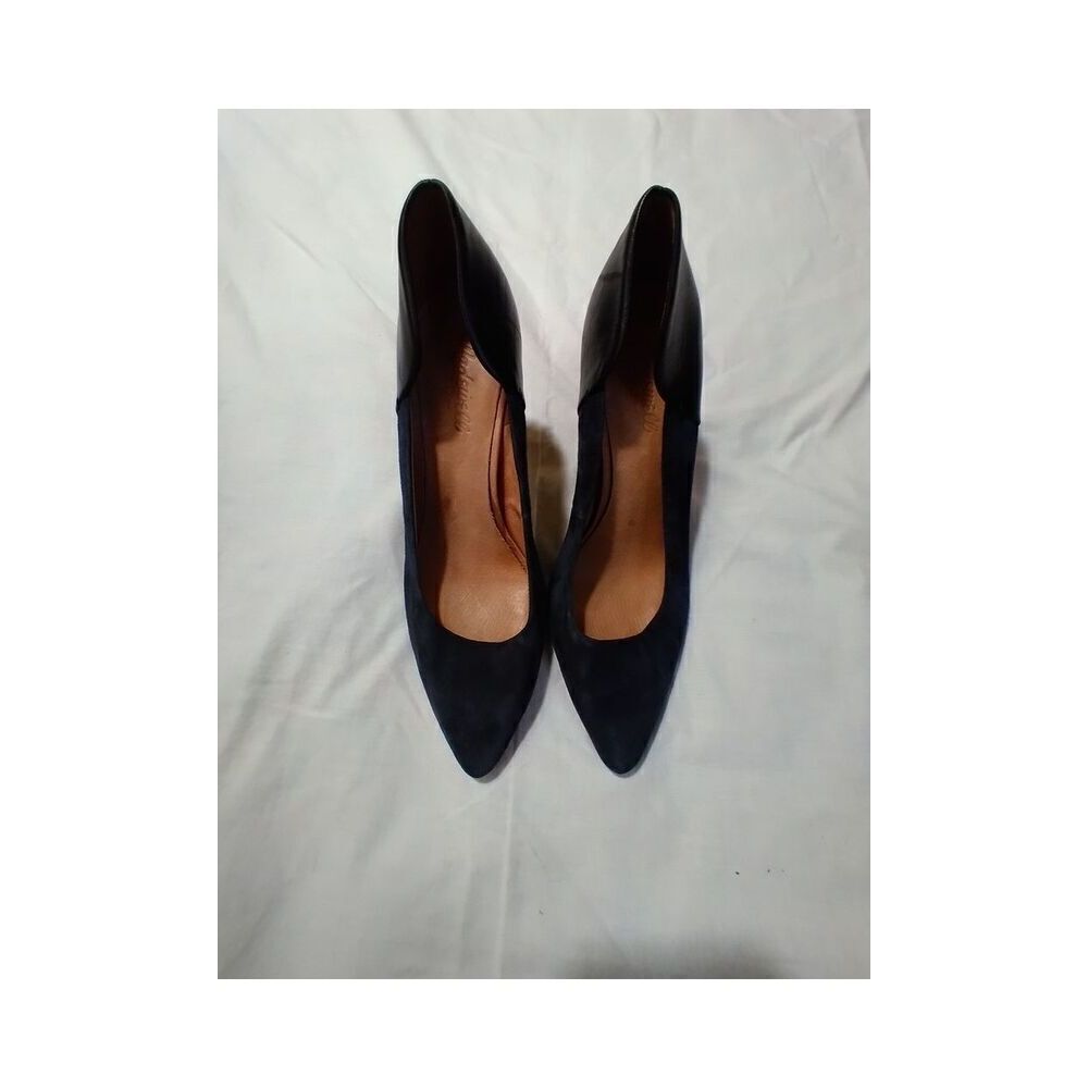 MADEWELL MADDIE LEATHER VELVET BLUE BLACK PUMPS SIZE 10 - Picture 3 of 7